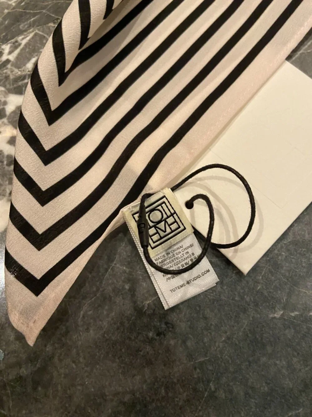 TOTEME Black White Striped Square Scarf